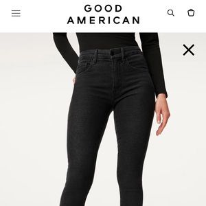 Good American high waisted Raw hem black jeans. Perfect condition.